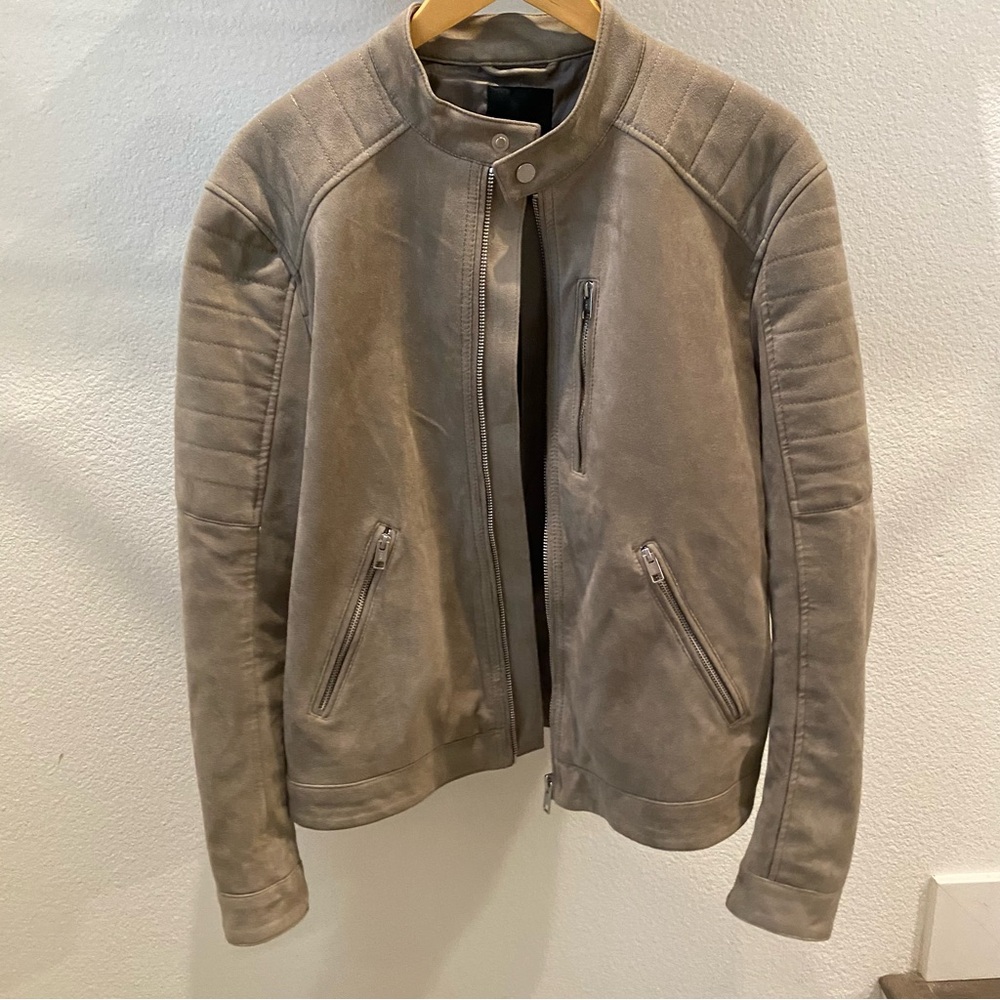 🔥 H&M Faux Suede Tan Biker Jacket - Medium